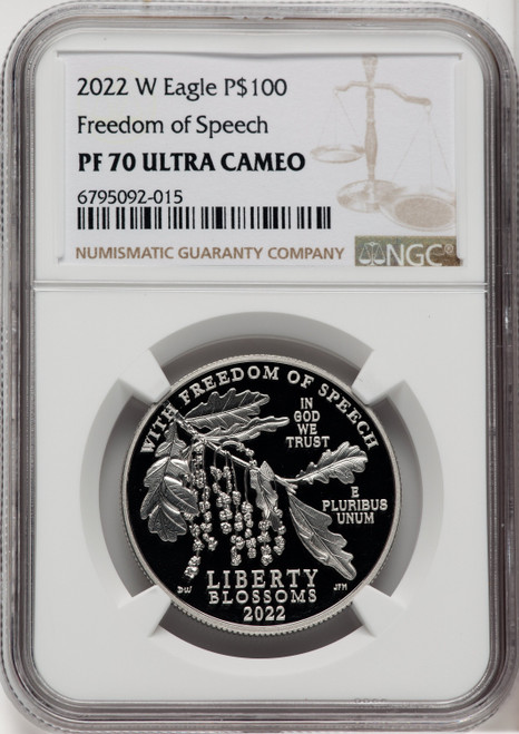 2022-W $100 One-Ounce Platinum Eagle Freedom of Speech NGC PF70