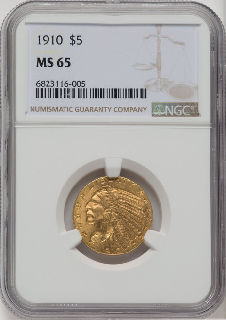 1910 $5 Indian Half Eagle NGC MS65