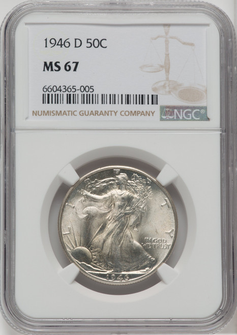 1946-D 50C Walking Liberty Half Dollar NGC MS67