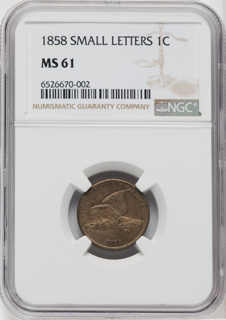 1858 1C SM LETTERS Flying Eagle Cent NGC MS61