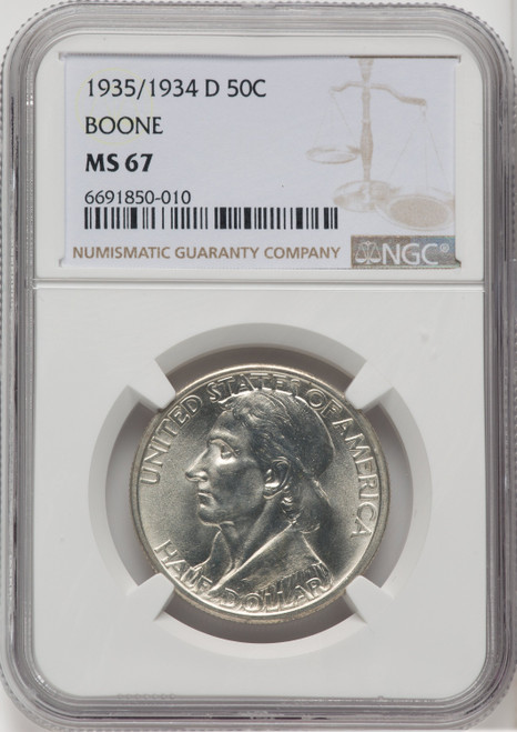 1935/34-D 50C Boone Commemorative Silver NGC MS67