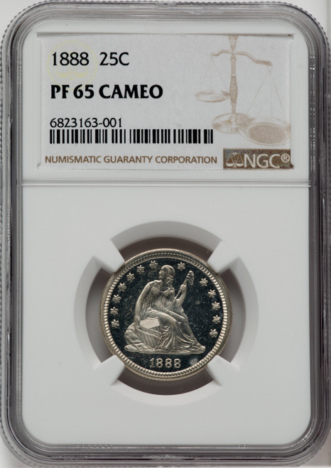 1888 25C CA Proof Seated Quarter NGC PR65