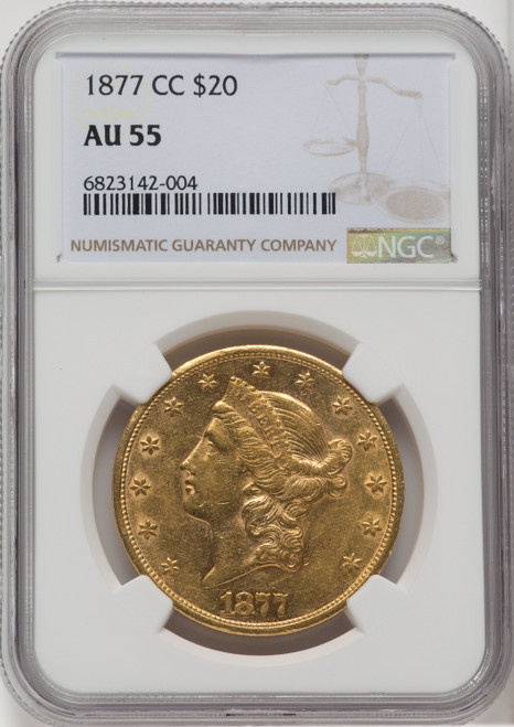 1877-CC $20 Liberty Double Eagle NGC AU55