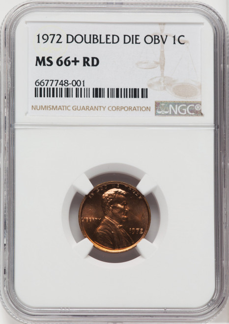 1972 1C Doubled Die Obverse RD Lincoln Cent NGC MS66+