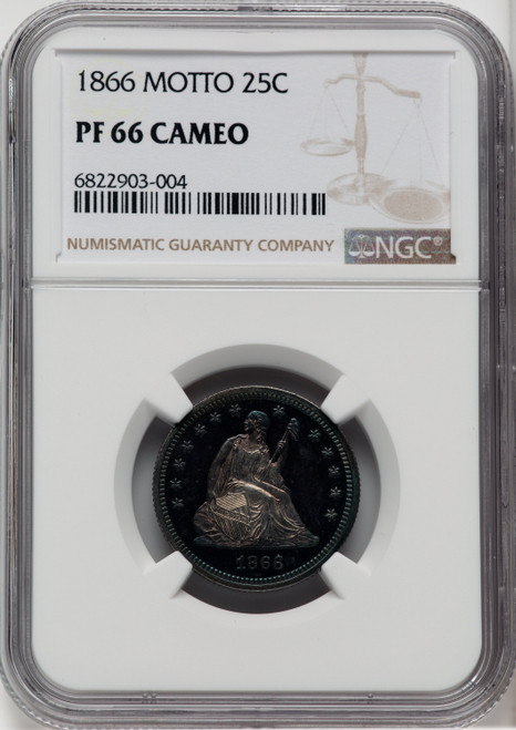 1866 25C CA Proof Seated Quarter NGC PR66