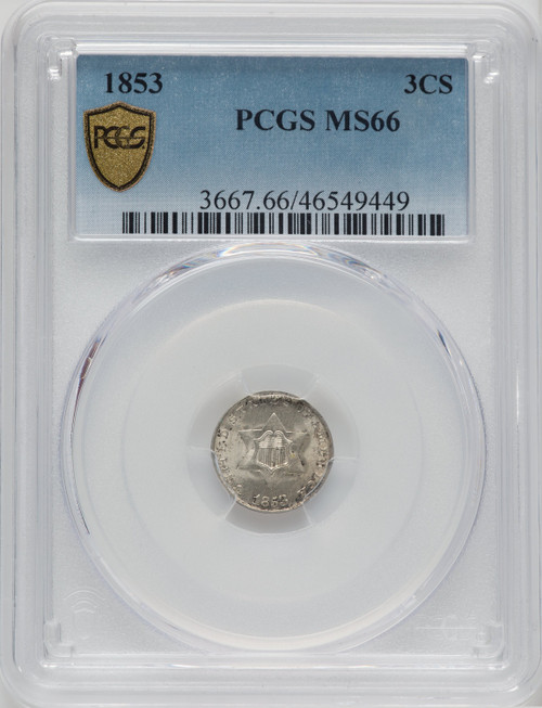 1853 3CS Three Cent Silver PCGS MS66