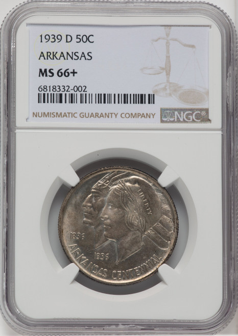 1939-D 50C Arkansas Commemorative Silver NGC MS66+