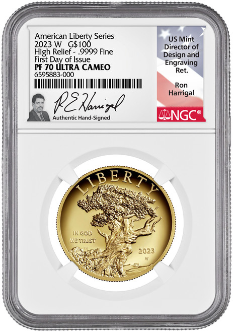 2023-W $100 American Liberty Series High Relief FDI NGC PF70 Harrigal Signed