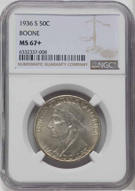1936-S 50C Boone Commemorative Silver NGC MS67+