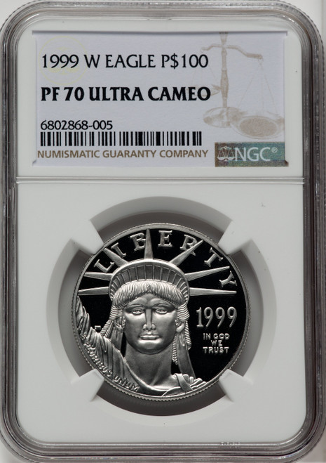 1999-W $100 One-Ounce Platinum Eagle Statue of Liberty NGC PF70 1999-W $100 One-Ounce Platinum Eagle Statue of Liberty NGC PF70