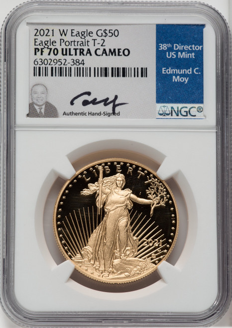 2021-W G$50 One Ounce Gold Eagle Type Two NGC PF70