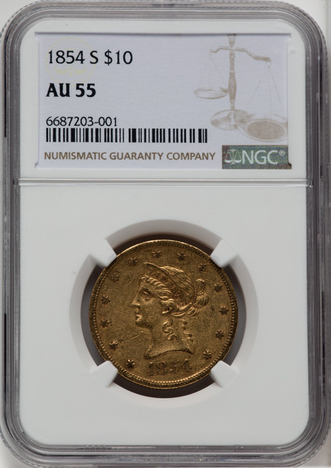 1854-S $10 Liberty Eagle NGC AU55