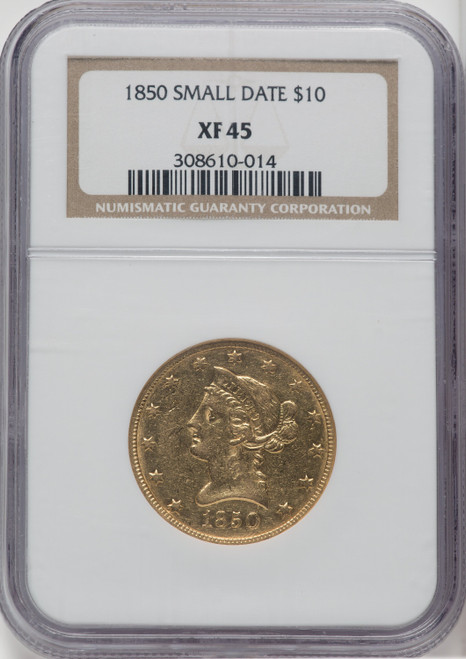1850 $10 Small Date Liberty Eagle NGC XF45