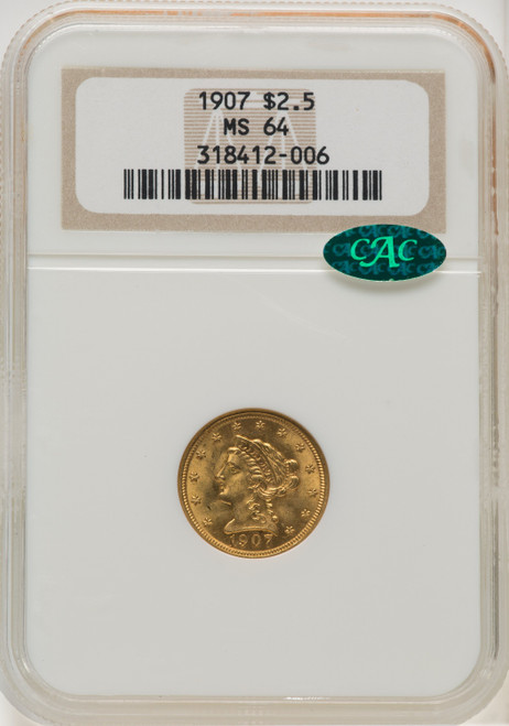 1907 $2.50 CAC Liberty Quarter Eagle NGC MS64