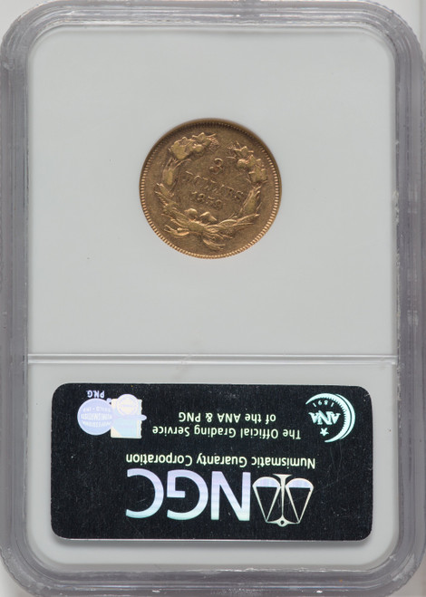 1859 $3 Three Dollar Gold Pieces NGC AU53