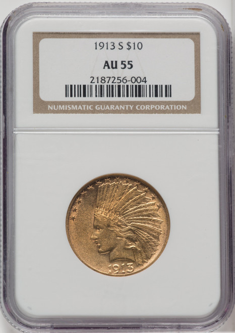1913-S $10 Indian Eagle NGC AU55