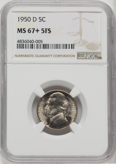1950-D 5C FS Jefferson Nickel NGC MS67+ 1950-D 5C FS Jefferson Nickel NGC MS67+
