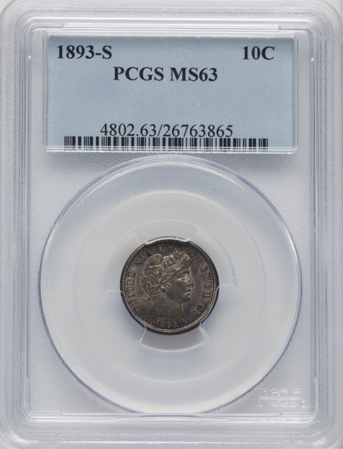 1893-S 10C Barber Dime PCGS MS63
