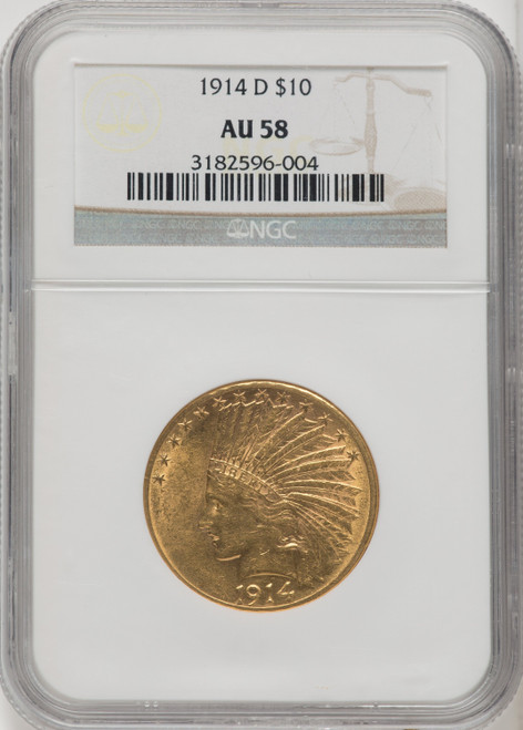 1914-D $10 Indian Eagle NGC AU58