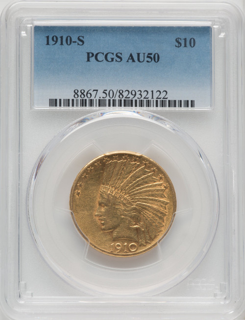 1910-S $10 Indian Eagle PCGS AU50