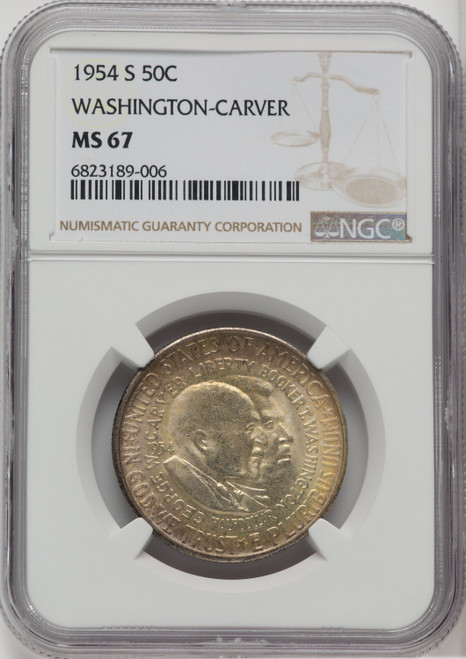 1954-S 50C Washington-Carver Commemorative Silver NGC MS67