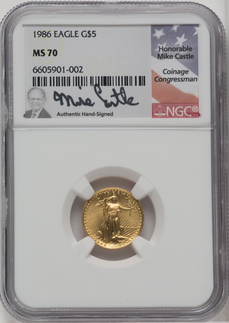 1986 $5 Tenth-Ounce Gold Eagle NGC MS70