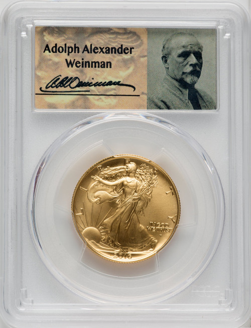2016-W 50C 24K Gold Half-Ounce 100th Anniversary Adolph Alexander Weinman First Strike PCGS SP70