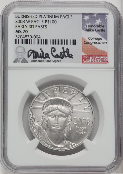 2008-W $100 One-Ounce Platinum Eagle First Strike NGC MS70