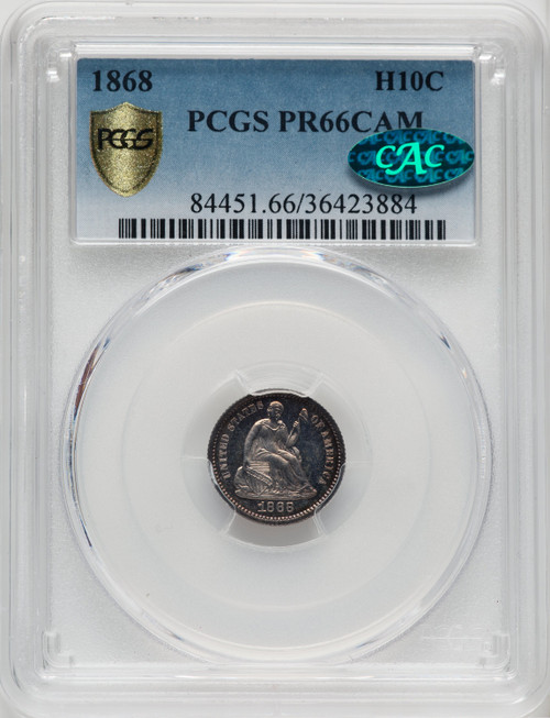 1868 H10C CA CAC Proof Seated Half Dime PCGS PR66
