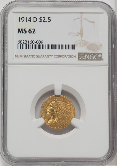 1914-D $2.50 Indian Quarter Eagle NGC MS62