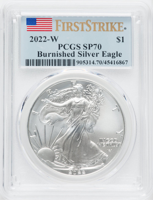 2022-W S$1 Silver Eagle Burnished FS PCGS SP70