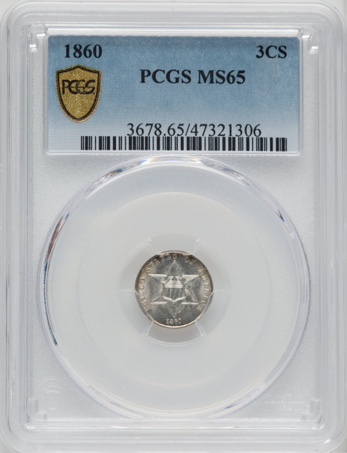 1860 3CS Three Cent Silver PCGS MS65