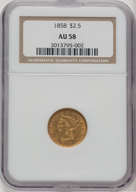 1858 $2.50 Liberty Quarter Eagle NGC AU58