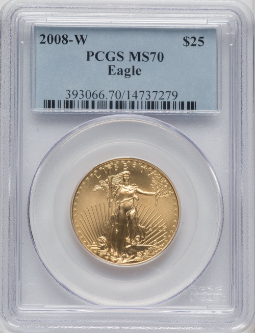 2008-W $25 Half-Ounce Gold Eagle Burnished PCGS SP70