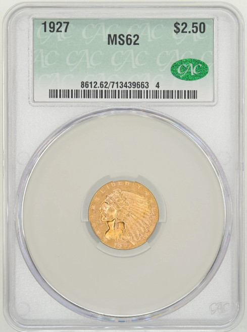 1927 $2.50 Indian Quarter Eagle CACG MS62 1927 $2.50 Indian Quarter Eagle CACG MS62