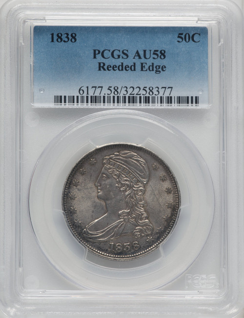 1838 50C Reeded Edge Half Dollar PCGS AU58