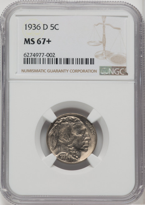 1936-D 5C Buffalo Nickel NGC MS67+ 1936-D 5C Buffalo Nickel NGC MS67+