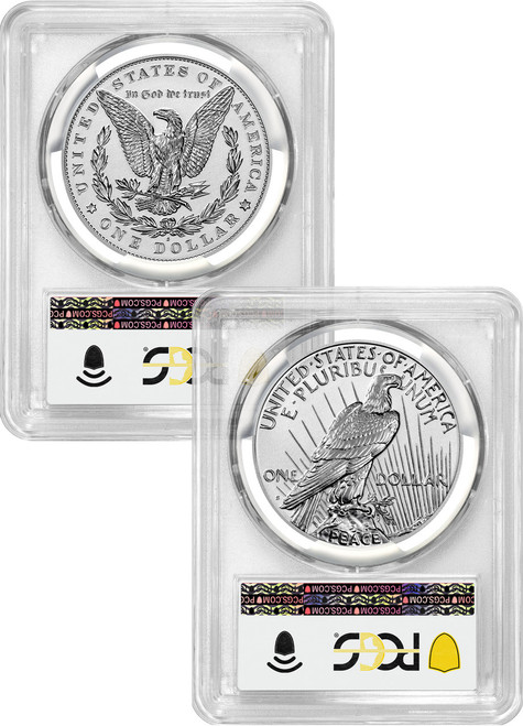 2023-S Morgan Peace Dollar 2-Coin Reverse Proof Set AR PCGS PR70