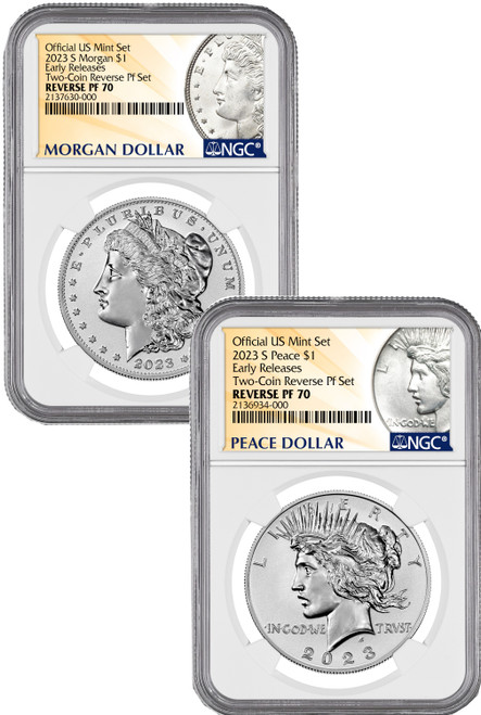 2023-S Morgan Peace Dollar 2-Coin Reverse Proof Set ER NGC PF70