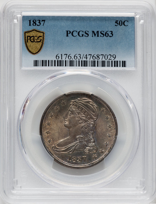 1837 50C Reeded Edge Reeded Edge Half Dollar PCGS MS63