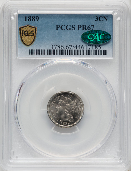 1889 3CN CAC Proof Three Cent Nickel PCGS PR67