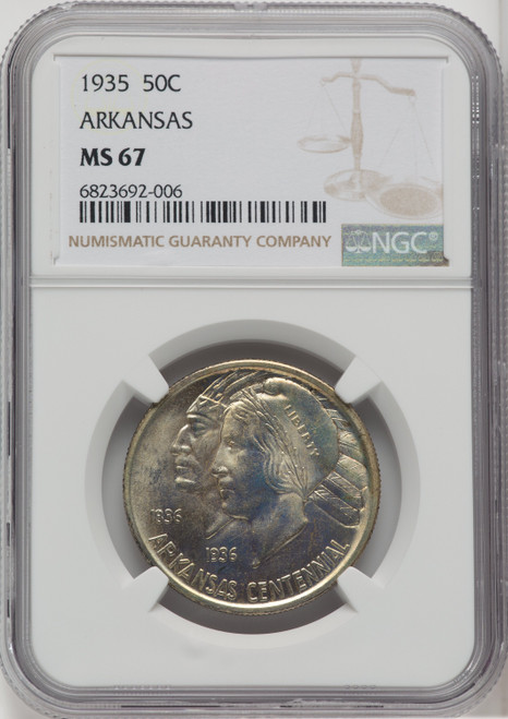 1935 50C Arkansas Commemorative Silver NGC MS67