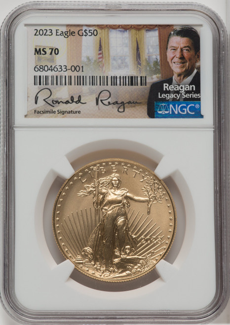 2023 $50 One-Ounce Gold Eagle NGC MS70 Ronald Reagan
