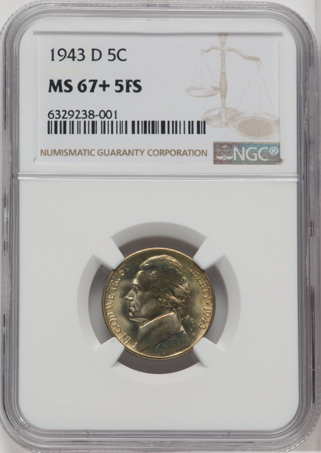 1943-D 5C FS Jefferson Nickel NGC MS67+