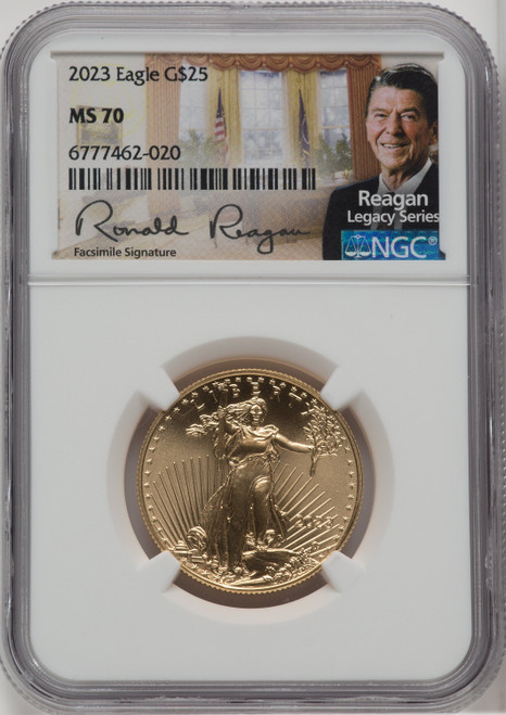 2023 $25 Half-Ounce Gold Eagle NGC MS70 Ronald Reagan