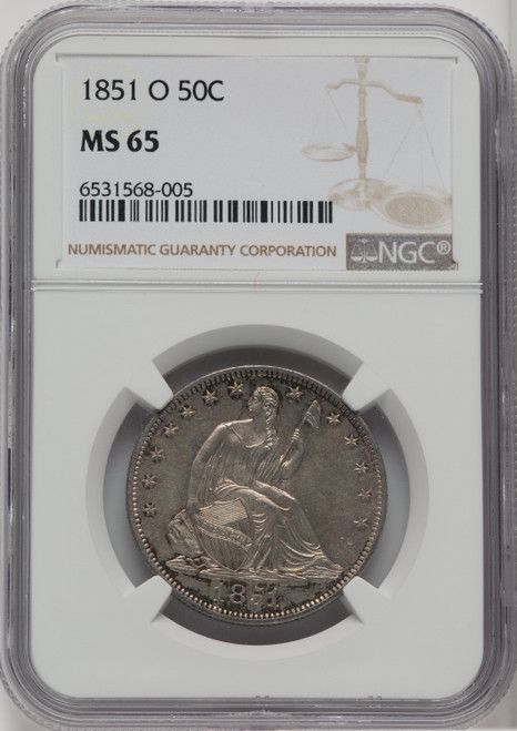 1851-O 50C Seated Half Dollar NGC MS65