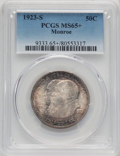 1923-S 50C Monroe Commemorative Silver PCGS MS65+