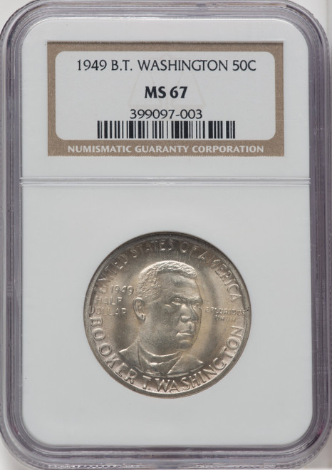 1949 50C Booker T. Washington Commemorative Silver NGC MS67