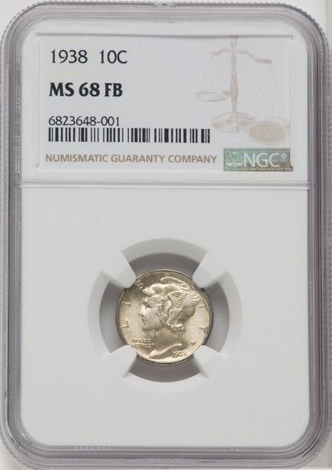 1938 10C FB Mercury Dime NGC MS68