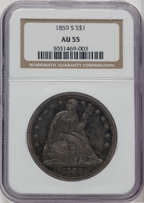 1859-S S$1 Seated Dollar NGC AU55